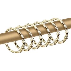 Gold Shower Curtain Rings, Brass Rustproof Decorative Shower Hooks for Bathroom